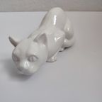 Vintage Keramiek Kat Poes Wit Beeldje Decoratie thumbnail 8