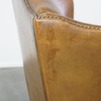 Charmante, Subtiele Engelse Stijl Schapenleren Oorfauteuil Met Mooie Kleuren thumbnail 8