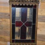 Antieke Hanglamp Koper Met Glas In Lood Opknapper thumbnail 7