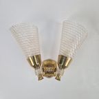 Set 2 Vintage Dubbele Wandlamp Messing Perplex ’60 Regency thumbnail 2