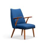 Deens Design Opnieuw Gestoffeerde Blauwe Cocktail Stoel, 1960S thumbnail 8