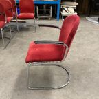 Gispen Stoelen Eetkamerstoelen Rood Buisframe Fauteuil thumbnail 6