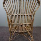 Gepatineerde Rotan Belse 8 Fauteuil Met Hoge Rug, Dutch Design, 1950 thumbnail 5