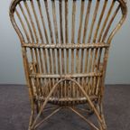 Gepatineerde Rotan Belse 8 Fauteuil Met Hoge Rug, Dutch Design, 1950 thumbnail 5