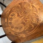 Vintage Bentwood Stoel Met Bloem Patroon Zitting (Thonet?) thumbnail 8