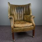 Onvoorstelbaar Mooi Gepatineerde Antieke Wingback Bibliotheekstoel, Oorfauteuil thumbnail 3