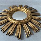 Vintage Convex Sunburst Mirror – Wood thumbnail 5