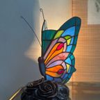 2 Beschikbaar ! Vlinder Tiffany Stijl Art Nouveau Stijl Tafellampen Glas In Lood thumbnail 4