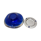 Blauw Glazen Murano Schaaltje Op Metalen Schotel thumbnail 3