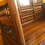 Chinese Mid Century Kast Van Rozen Hout Met Spiegel thumbnail 9
