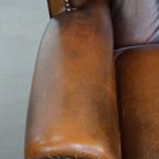 In Nette Staat Verkerende Klassieke Cognac Bruine Rundleren Chesterfield Oorfauteuil thumbnail 7