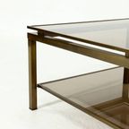 Two Tier Brass And Smoked Glass Coffee Table 1970s thumbnail 10