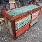 Kleurrijk Tv Meubel, Sidetable, Console Gemaakt Van Sloophou thumbnail 3