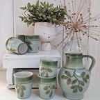 Vintage Aardewerk Vaas, Groen Met Zwart En Geel, Seventies thumbnail 11