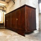 Vintage Dressoir / Retro Lange Extra Diepe Kast Donker Hout thumbnail 2