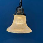 Staande Messing Piano Lamp Met Holophane Glazen Kapje thumbnail 5