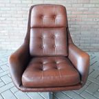 Vintage Draaifauteuil Swivel Chair Cognac Retro Draaistoel Overman Deense Fauteuil thumbnail 5