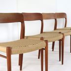 Set 4 Niels Otto Moller Stoelen Model 75 Möller Vintage Papercord thumbnail 18
