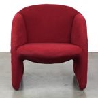 Vintage Artifort Design Fauteuil Model Ben In Rode Stof Van Zeer Goede Kwaliteit thumbnail 3