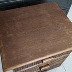 Vintage Ladekastje Donkerbruin Hout Webbing thumbnail 7