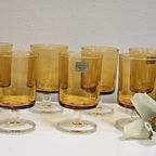 Vintage Luminarc Cavalier Glazen Amber Oker (7X) thumbnail 5