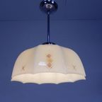 Art Deco Hanglamp Met Glazen Tienhoekige Kap, Jaren 30 thumbnail 4