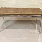 Vintage Mid Century Gesneden Koper En Chroom Salontafel thumbnail 2