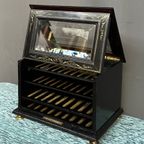 Humidor Voor Sigaren. Ebbenhout, Kristalglas. Napoleon Iii. thumbnail 6