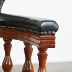 Mooie Donkerblauwe Rundleren Chesterfield Bureaustoel Draai, Swift En Tilt Functies thumbnail 12