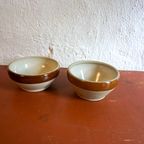 2 X Small Brown Striped Sandstone Grès French Gein Ceramic Bowls Ramekins thumbnail 6