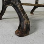 Industriele Tafel, Tuintafel Met Hardsteen Plaat Op Gietijzeren Frame, Jaren 30 thumbnail 23