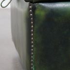 Groene Rundleren Chesterfield Hocker/ Opberg Poef Met Wieltjes thumbnail 10
