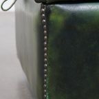 Groene Rundleren Chesterfield Hocker/ Opberg Poef Met Wieltjes thumbnail 12