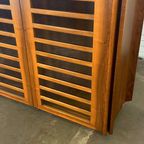 Hoge Italiaans Vintage Dressoir Kast Met Walnoot Hout En Glas thumbnail 5
