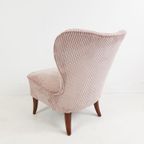 Vintage Artifort Theo Ruth Cocktail Fauteuil | Roze Rib thumbnail 3