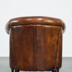 Comfortabele Vintage Schapenleren Clubfauteuil Met Een Vast Zitkussen thumbnail 5