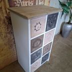 Kleurrijk Ladekast, Apothekerskast, Archiefkast, Afm, 51x37cm En 97cm Hoog. thumbnail 4