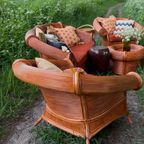 Rotan Bamboe Loungeset Bank Fauteuils Design Vintage thumbnail 13
