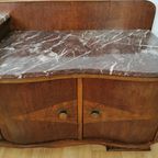 Vintage Mid Century Art Deco Tv Meubel, Dressoir Marmer Blad thumbnail 16