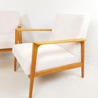 2 Vintage Fauteuils Crème Japandi Stijl Ribstof Nieuw Oak thumbnail 3