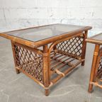 Set Van 2 Vintage Bamboe / Rotan Salontafels thumbnail 2