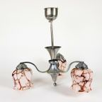 Dutch Design - Gispen Stijl - Hanglamp - Messing - Gemarmerd Glas - Art Deco - 30'S thumbnail 5