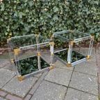 Hollywood Regency Bijzettafels Plexiglas, Glas, Messing 80S thumbnail 4