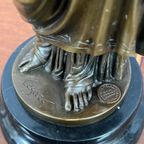 Figuur Van Athena. Brons Op Marmeren Voet. thumbnail 3
