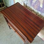 Antieke Haltafel, Telefoontafel, Bijzettafel, Met Roldeurtje Afm. 56x34cm En 65cm Hoog. thumbnail 6