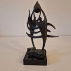 Vintage Bronzen Beeldje Op Marmer Voetje thumbnail 5