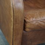 Comfortabele Cognac-Kleurige Rundleren Armchair Met Een Strak Design thumbnail 12