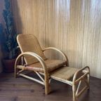 Vintage Boho Rotan Ligstoel Lounge Chair '60 Verstelbaar thumbnail 2