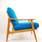 2 Fauteuils Blauwe Wollen Ploegstof | Wol Blauw thumbnail 8