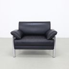 Postmoderne Fauteuil In Chroom & Leer, 1980S thumbnail 3